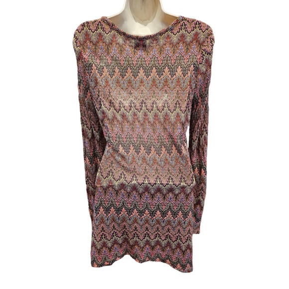 Ivy jane lightweight colorful long sleeve tunic medium semi sheer - Picture 2 of 8